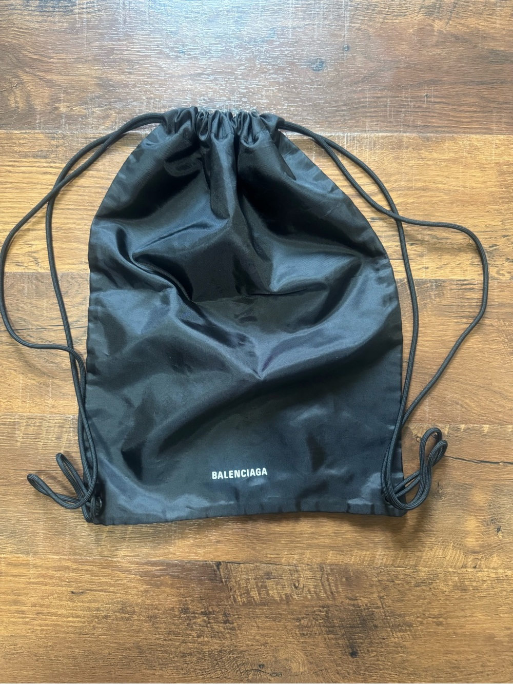 Balenciaga Black Logo Drawstring Backpack